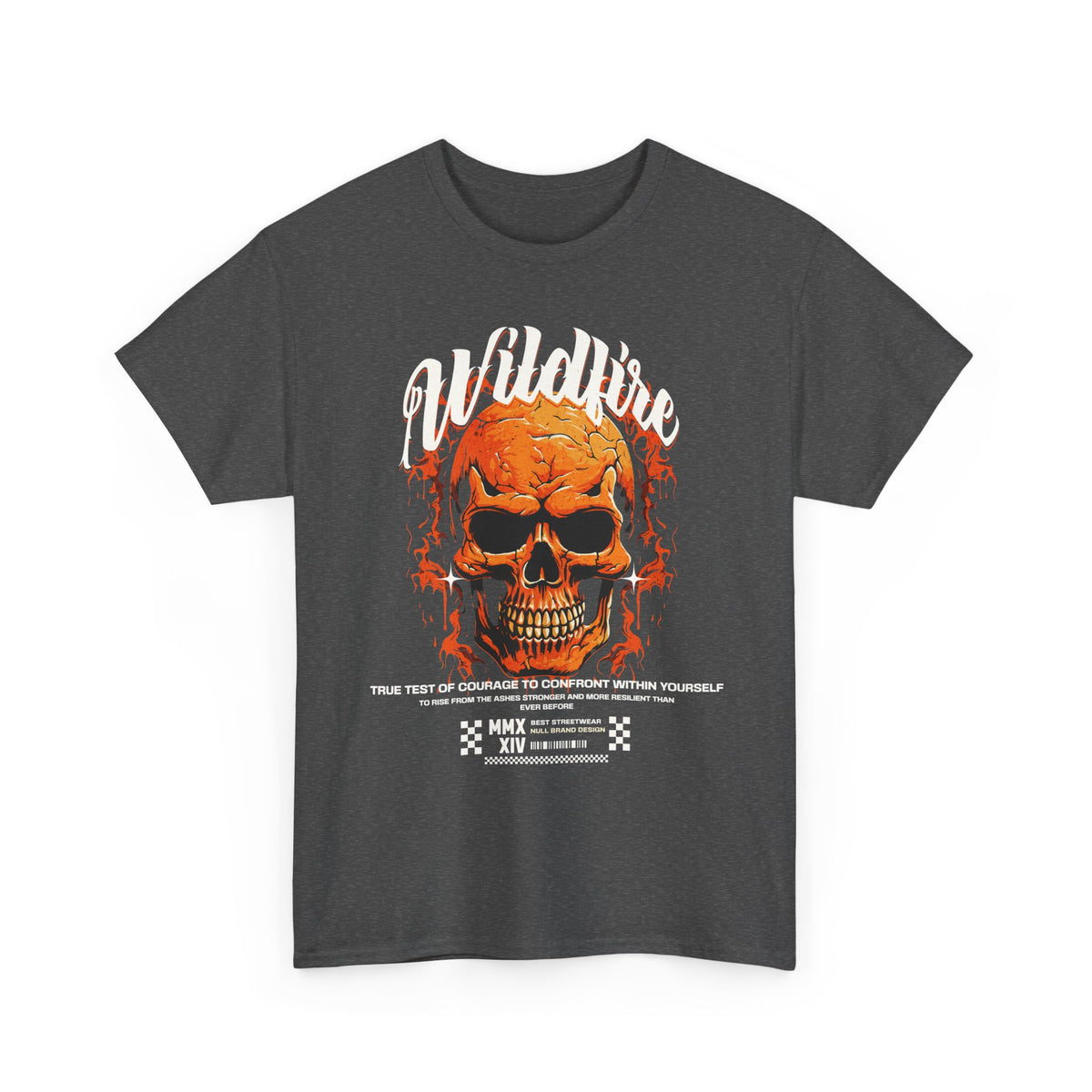 Wildfire Skull Flames Unisex Heavy Cotton Tee Gothic Inferno Graphic Bold Streetwear Motivational Statement T Shirt