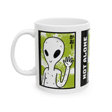 Unisex Not Alone Alien Ceramic Coffee Mug UFO Cartoon Graphic Cup Extraterrestrial Sci Fi Space Themed Conspiracy Inspired Paranormal Gift Drinkware