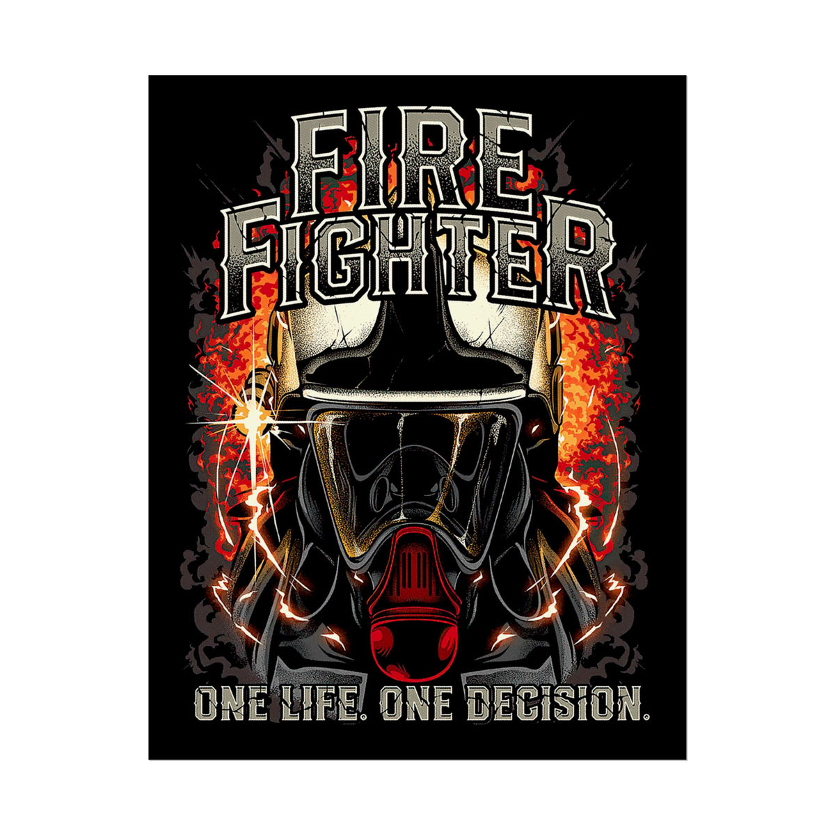 Firefighter Motivational Poster One Life One Decision Wall Art Tribute To Heroes Courage Quote Fire Rescue Design Home Decor Gift For Firefighters Gym Office Inspirational Wall Print