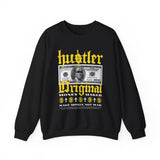 Hustler Original Money Maker Unisex Heavy Blend Crewneck Sweatshirt Streetwear Graphic Bold Dollar Bill Print Motivational Entrepreneur Pullover