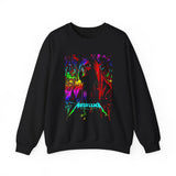 Reaper Of Neon Flames Sweatshirt Cosmic Skull Glow Design Unisex Heavy Blend Streetwear For Power Seekers, Dreamers, And Night Explorers
