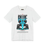 Blue Formula Race Car Graphic Unisex Heavy Cotton Tee High Speed Streetwear for Motorsport Fans and Racing Lifestyle Enthusiasts