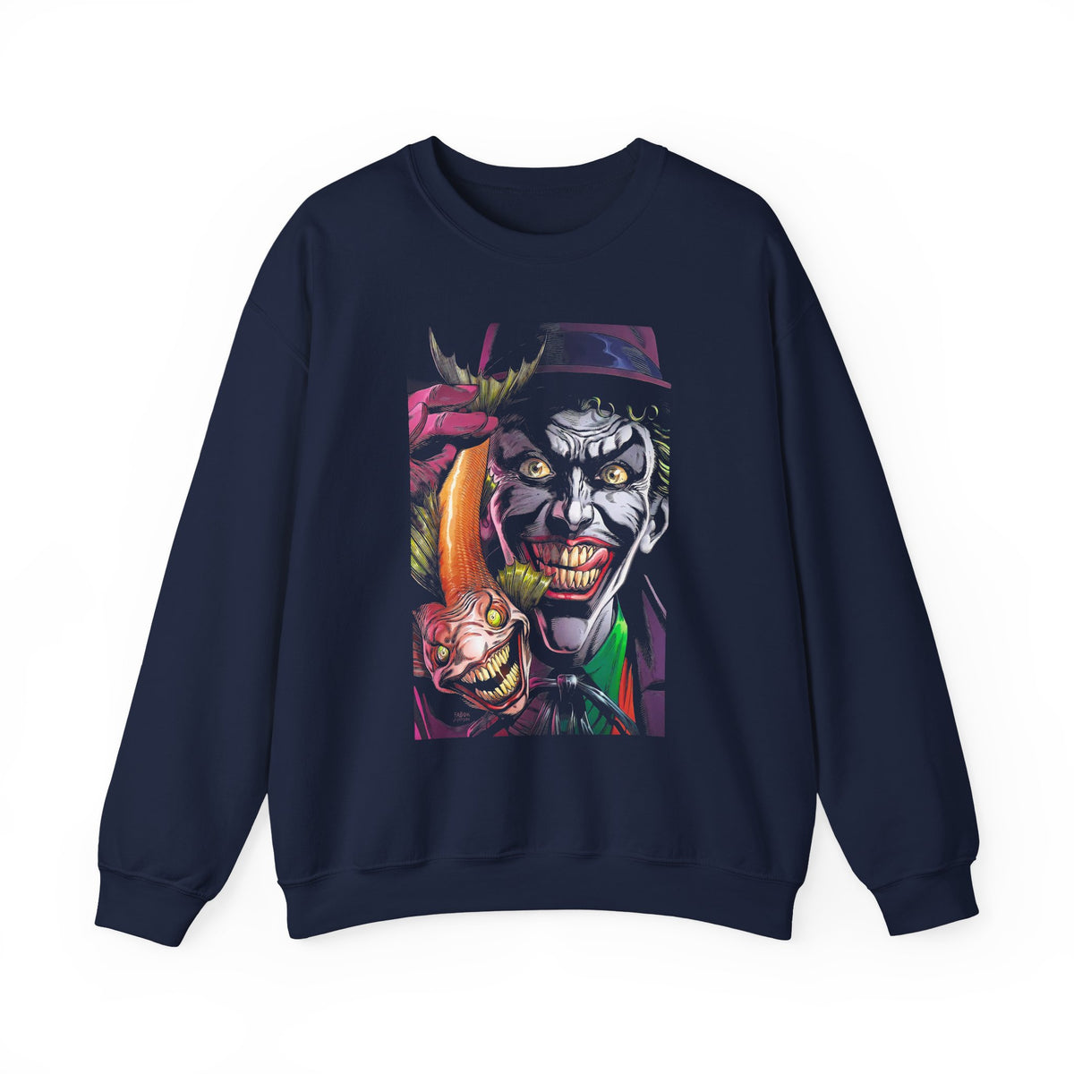 Jocker Sinister Grin Unisex Sweatshirt Heavy Blend Gothic Streetwear Dark Psychological Art Design Bold Horror Fashion Statement Cozy Wear For Fearless Creative Souls