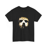 The Silent Mask Unisex Heavy Cotton Tee Horror Streetwear Mysterious Dark Graphic Halloween T-Shirt for Fearless Souls and Gothic Aesthetic Lovers