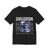 Civilization Eye Of Memory Graphic Unisex Jersey Short Sleeve Tee Futuristic Visionary Streetwear Bold Abstract Blue Eye T Shirt