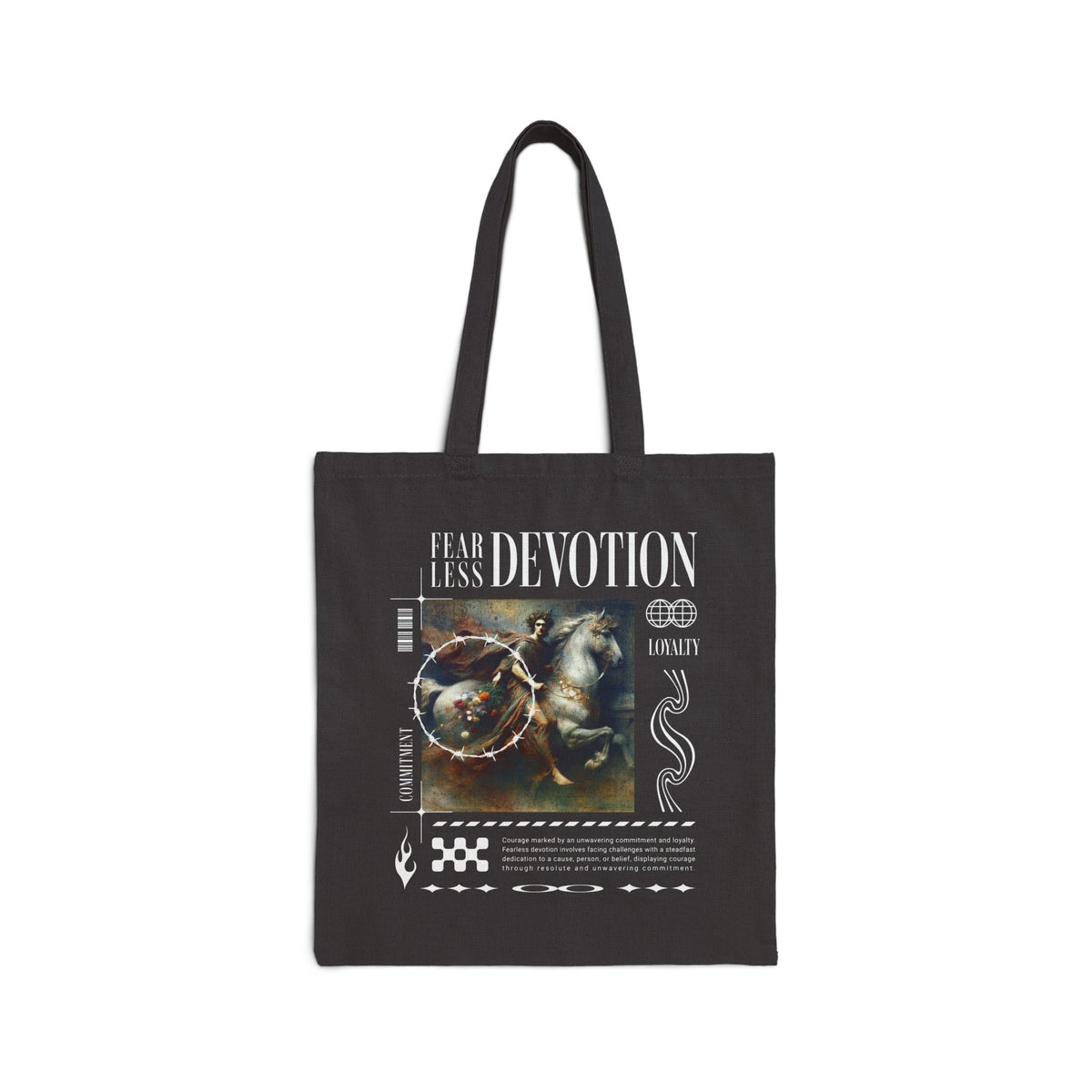 Fearless Devotion Cotton Canvas Tote Bag Classical Art Courage Loyalty Commitment Symbolism Streetwear