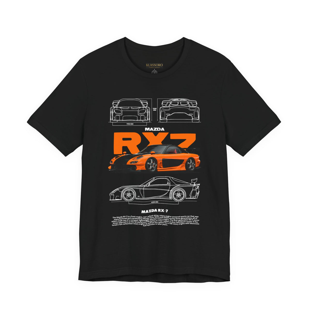 Orange Retro JDM Inspired Sports Coupe Blueprint Unisex Heavy Cotton Tee Street Racing Art Shirt for Car Lovers Daily Wear