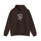 Fly High Angel Design Unisex Heavy Blend Hooded Sweatshirt Spiritual Guardian Winged Warrior Streetwear Hoodie