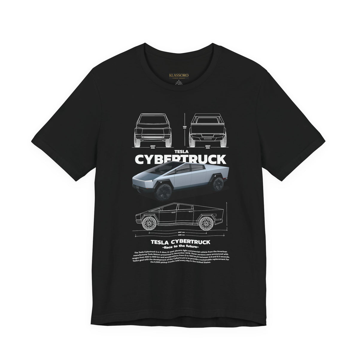 Cyber Truck Tesla Futuristic Electric Pickup Blueprint Art Unisex Heavy Cotton Tee Bold Streetwear Graphic Shirt For Car Lovers And Tech Enthusiasts