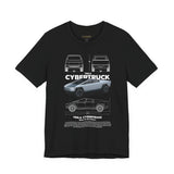 Cyber Truck Tesla Futuristic Electric Pickup Blueprint Art Unisex Heavy Cotton Tee Bold Streetwear Graphic Shirt For Car Lovers And Tech Enthusiasts
