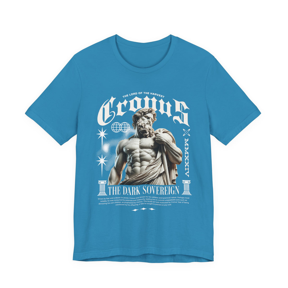 Cronus The Dark Sovereign Unisex Jersey Short Sleeve Tee Greek Mythology Statue Graphic Streetwear Gothic Bold Artistic Fashion T Shirt