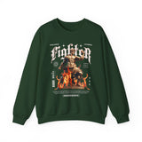 Fighter Resilience Victorious Flame Statue Graphic Unisex Heavy Blend Crewneck Sweatshirt Motivation Streetwear Pullover