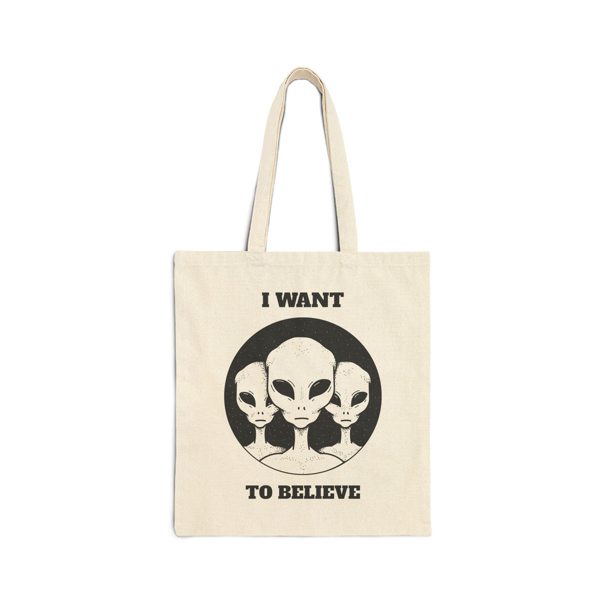 I Want To Believe Alien Tote Bag Sci Fi UFO Extraterrestrial Design Canvas Bag Space Mystery Reusable Eco Friendly Durable Shopping Travel Tote