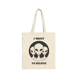 I Want To Believe Alien Tote Bag Sci Fi UFO Extraterrestrial Design Canvas Bag Space Mystery Reusable Eco Friendly Durable Shopping Travel Tote