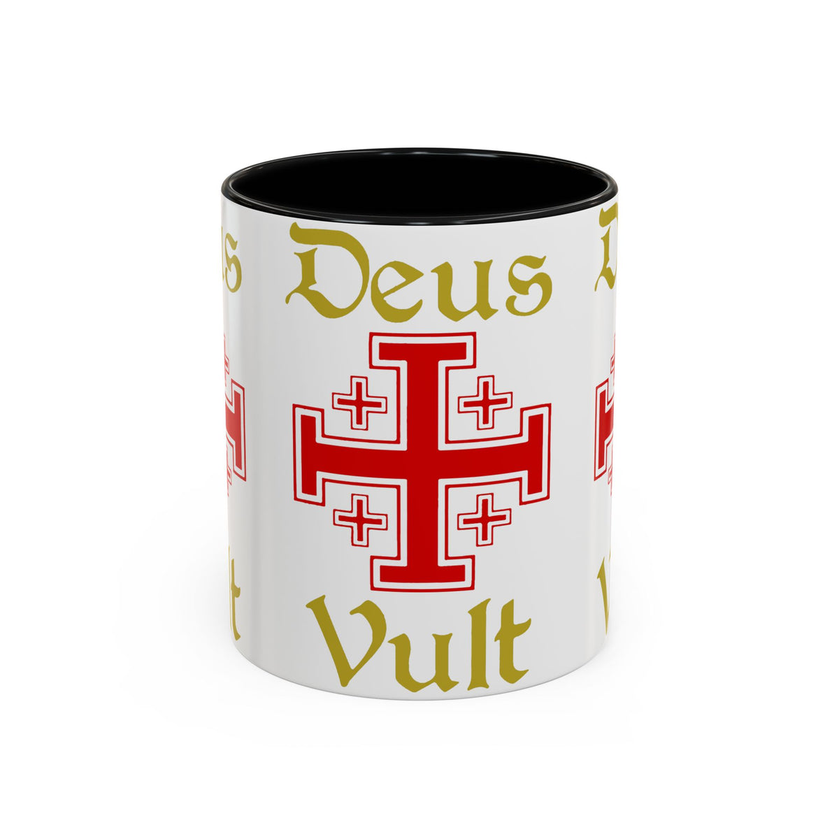 Deus Vult Accent Coffee Mug 11oz 15oz Red Cross Knight Crusader Ceramic Cup Bold Medieval Design Christian Symbol Faith Inspired Coffee Tea Gift Drinkware