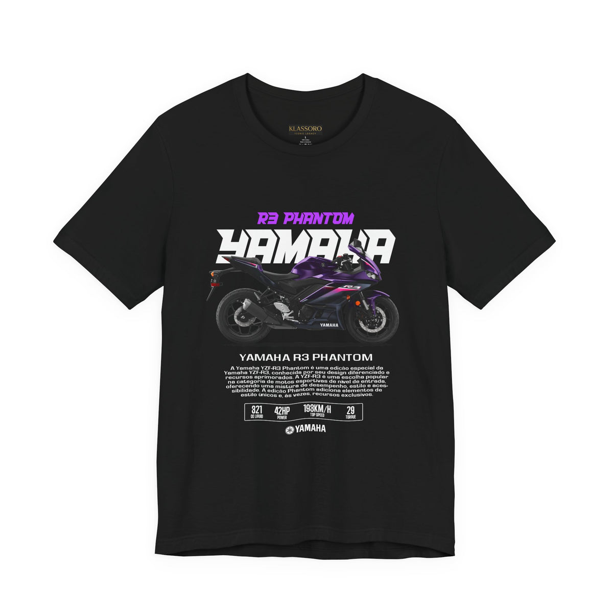 Yamaha R3 Phantom Inspired Sportbike Motorcycle Graphic Unisex Heavy Cotton Tee Premium Streetwear T Shirt for Riders Racers Enthusiasts Everyday Wear