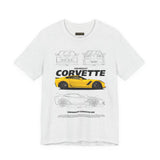 Yellow High Performance Sports Coupe Blueprint Art Unisex Heavy Cotton Tee Premium Streetwear For Car Enthusiasts Gearheads And Collectors