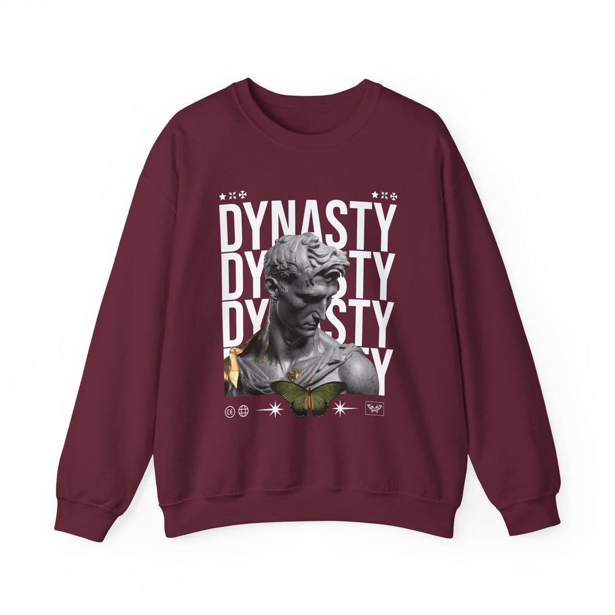 Dynasty Statue Graphic Unisex Heavy Blend Crewneck Sweatshirt Greek Sculpture Butterfly Streetwear Art Inspired Pullover
