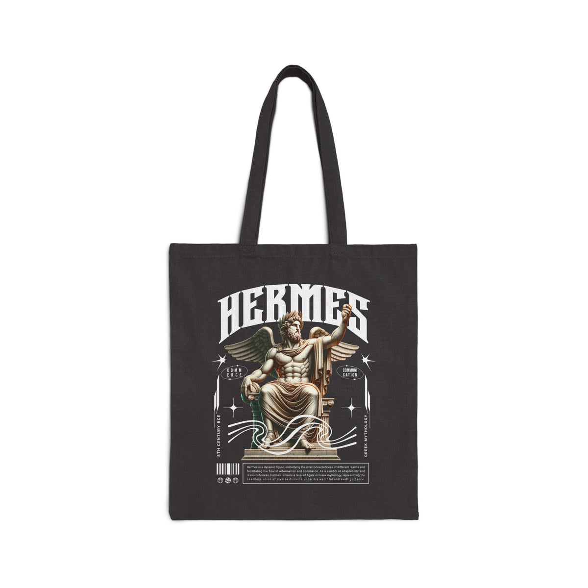 Hermes Greek Mythology Cotton Canvas Tote Bag Ancient God of Communication Travel Messenger Statue Graphic Eco Shopping Bag