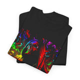 Reaper Of Neon Flames Unisex Heavy Cotton Tee Dark Energy Skull Design Powerful Streetwear Statement For Bold Rebels And Night Warriors