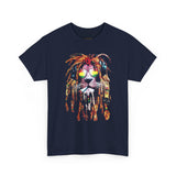 Rasta Lion Unisex Heavy Cotton Tee Bold Reggae Vibes Artistic Lion Headphones Design Cool Jamaican Streetwear Graphic TShirt Symbol of Strength Music and Freedom by KLASSORO