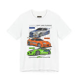 Street Racing Trio JDM Cars Graphic Unisex Heavy Cotton Tee for Drift Fans Performance Lovers and Streetwear Enthusiasts