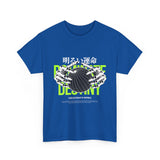Destiny Fearless Pursuit of Happiness Unisex Heavy Cotton Tee Gothic Skeleton Hands Globe Graphic Streetwear Bold Motivational T Shirt