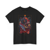 Guerrero Warrior Unisex Heavy Cotton Tee Tribal Strength Mythical Art Design Bold Red Battle Graphic Streetwear for Fighters, Heroes, and Cultural Legends