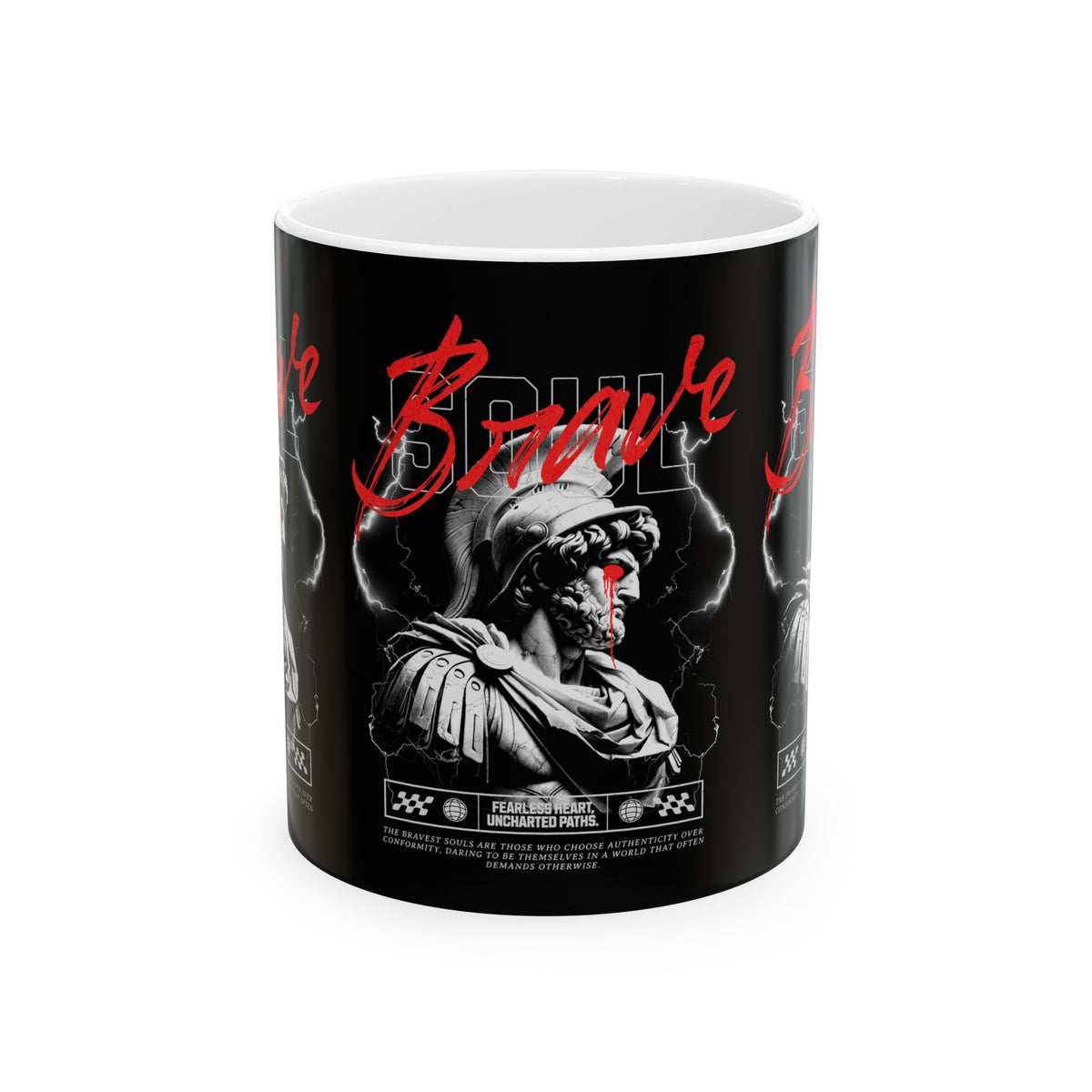 Brave Warrior Roman Gladiator Ceramic Mug Bold Motivational Coffee Cup Inspirational Streetwear Style Tea Mug Durable Print