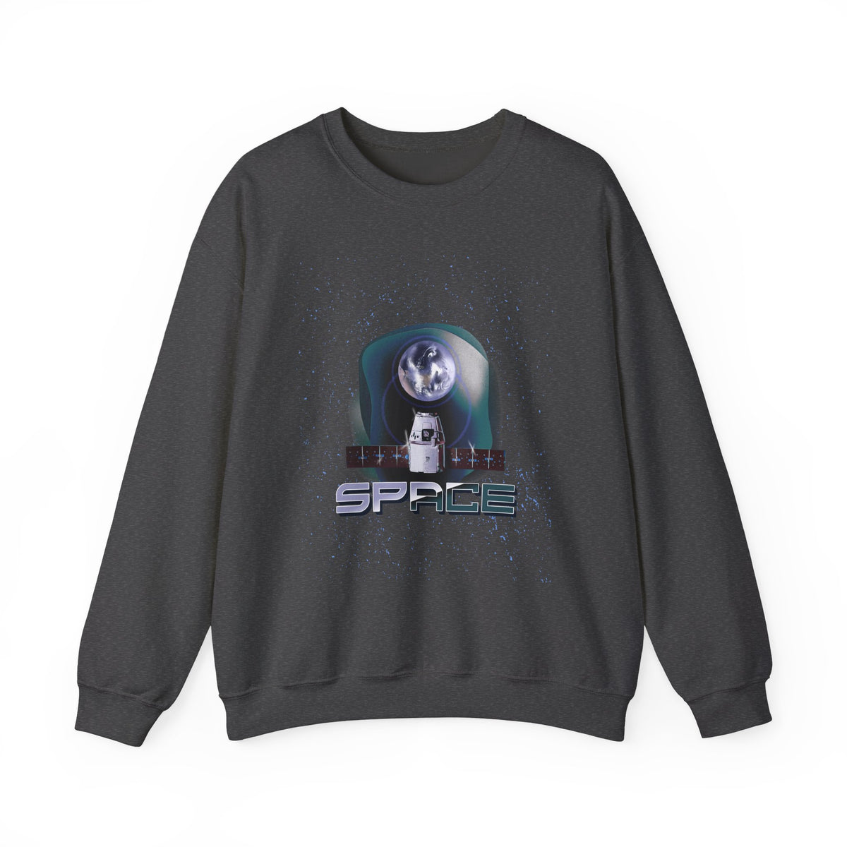 Space Exploration Crewneck Sweatshirt Unisex Heavy Blend Pullover Galaxy Earth Spaceship Astronomy Inspired Cosmic Science Lover Nerd Geek Astronaut Top