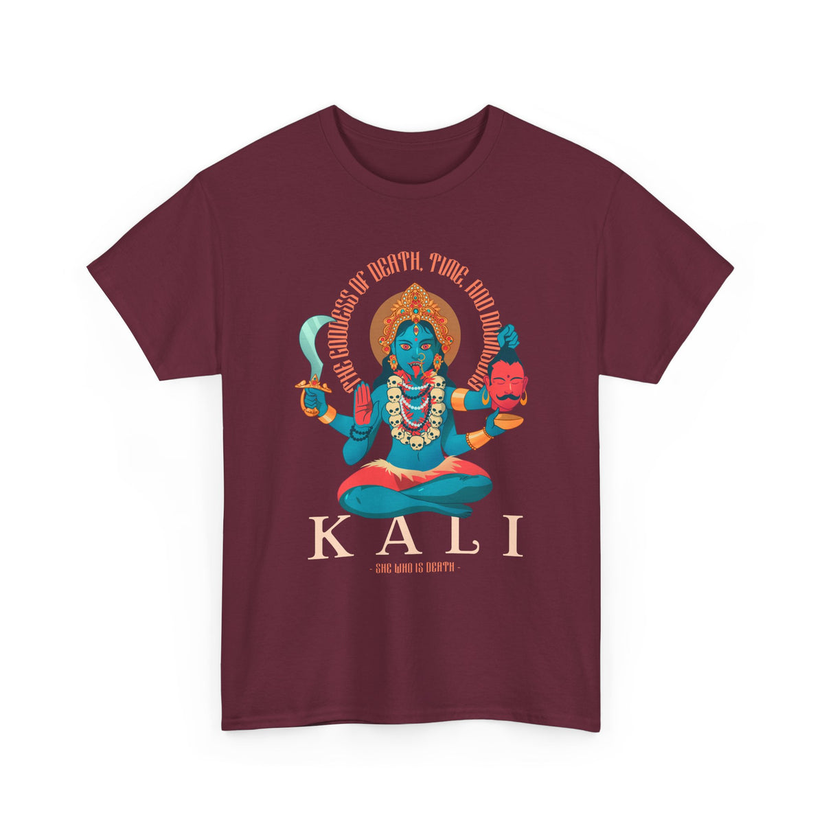 Kali Goddess Unisex Heavy Cotton T Shirt Hindu Spiritual Graphic Tee Maa Kali Mahakali Divine Shakti Protector Destroyer Of Evil Indian Mythology Devotional Streetwear Festival Wear Gift For Navratri...