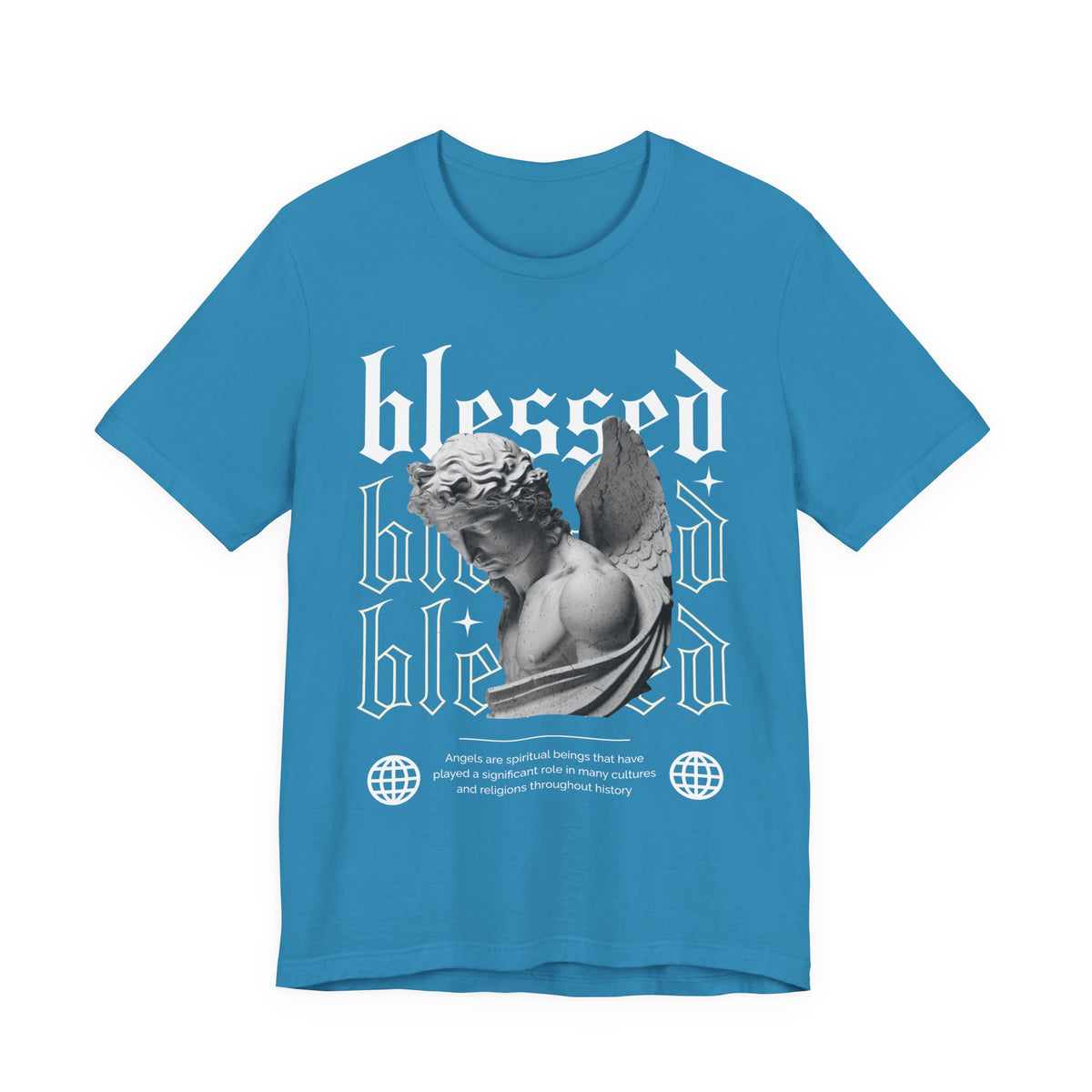Blessed Angel Statue Graphic Unisex Jersey Short Sleeve Tee Gothic Streetwear Aesthetic Spiritual Bold Artistic Fashion T Shirt