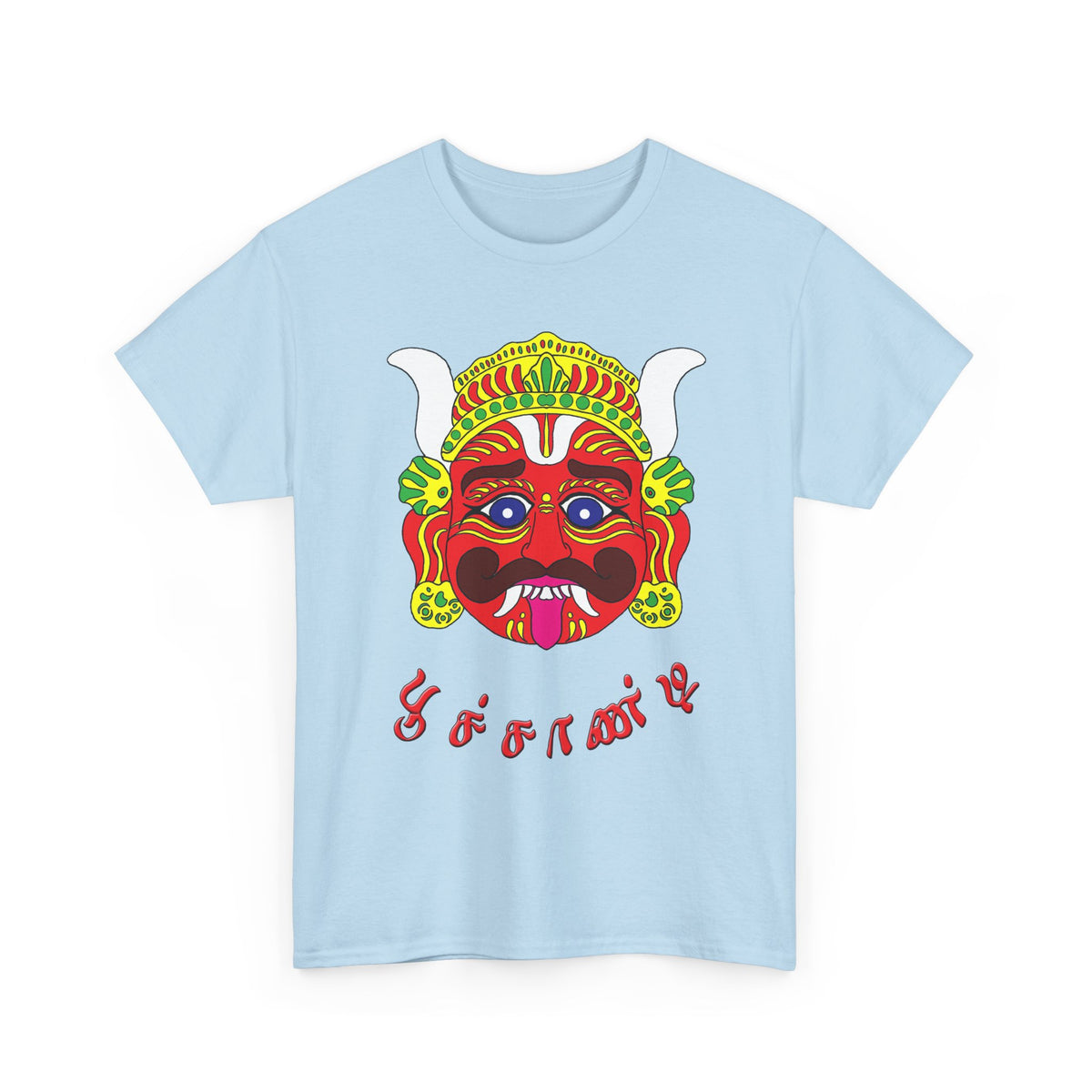 Poochandi Drishti Bommai Tamil T Shirt Traditional Evil Eye Protection Graphic Tee South Indian Folk Art Dhrishti Mask Cultural Festival Streetwear Unisex Cotton Spiritual Apparel