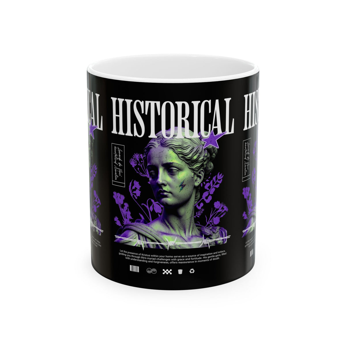 Historical Greek Roman Statue Art Print Ceramic Mug Unisex Premium Coffee Tea Cup With Classical Aesthetic Design