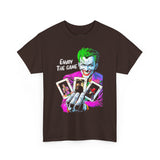 Joker Enjoy The Game Unisex Heavy Cotton Tee Bold Gothic Streetwear Art Design Dark Psychological Theme Shirt for Risk Takers, Creators, and Hustlers