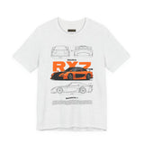 Orange Retro JDM Inspired Sports Coupe Blueprint Unisex Heavy Cotton Tee Street Racing Art Shirt for Car Lovers Daily Wear