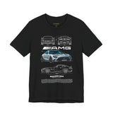 Mercedez Benz AGM Aggressive Silver Widebody Supercar Blueprint Unisex Heavy Cotton Tee Performance Street Machine Graphic Shirt For Car Lovers And Gearheads