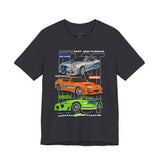 Street Racing Trio JDM Cars Graphic Unisex Heavy Cotton Tee for Drift Fans Performance Lovers and Streetwear Enthusiasts