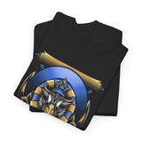 Eye Of Eternity Unisex Heavy Cotton Tee Ancient Egyptian Owl Pharaoh Gold And Blue Cosmic Streetwear Tee For Spiritual Strength And Timeless Power