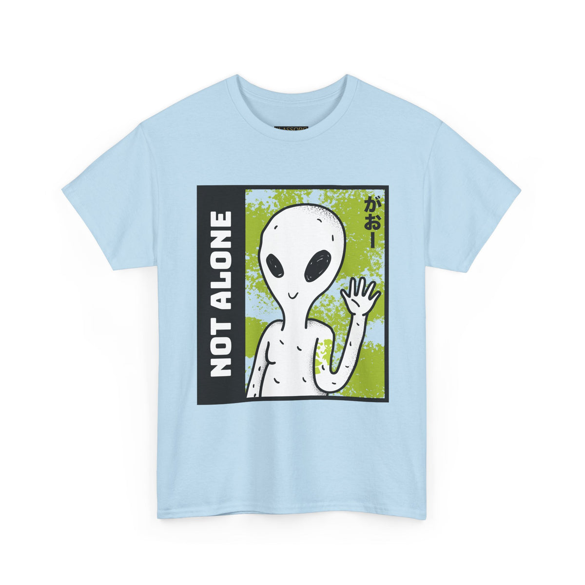 Not Alone Alien Unisex T Shirt Cartoon UFO Graphic Tee Extraterrestrial Sci Fi Space Themed Paranormal Conspiracy Inspired Streetwear Top