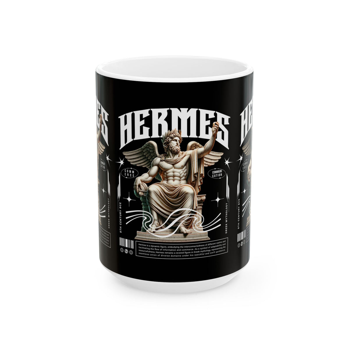 Hermes Greek Mythology Ceramic Coffee Mug Ancient God of Communication and Travel Greek Statue Graphic Cup