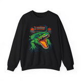 Beast Of The Stadium Unisex Crewneck Sweatshirt Heavy Fleece Blend Neon Crocodile Power Design Electric Green Reptile Streetwear Bold Statement Fashion For Cold-Season Trendsetters