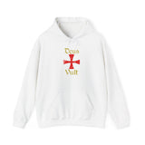 Unisex Deus Vult Hoodie Medieval Crusader Cross Heavy Blend Hooded Sweatshirt Warrior Knight Inspired Vintage Christian Symbol Streetwear