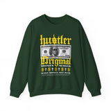 Hustler Original Money Maker Unisex Heavy Blend Crewneck Sweatshirt Streetwear Graphic Bold Dollar Bill Print Motivational Entrepreneur Pullover