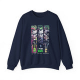 Comic Chaos Halftone Art Unisex Heavy Blend Crewneck Sweatshirt Bold Graphic Streetwear Pullover Premium Vintage Design Warm Cozy Fleece Everyday Wear Perfect Gift for Art Lovers and Urban Culture Fans