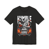 Unisex Jersey Short Sleeve Tee Humble Angel Statue Graphic Streetwear Fire Print T Shirt Bold Motivational Urban Fashion Outfit