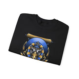 Eye Of Eternity Sweatshirt Unisex Premium Fleece Gold And Blue Egyptian Owl Pharaoh Design Symbolic Streetwear Spiritual Calm Comfort For Creative Souls