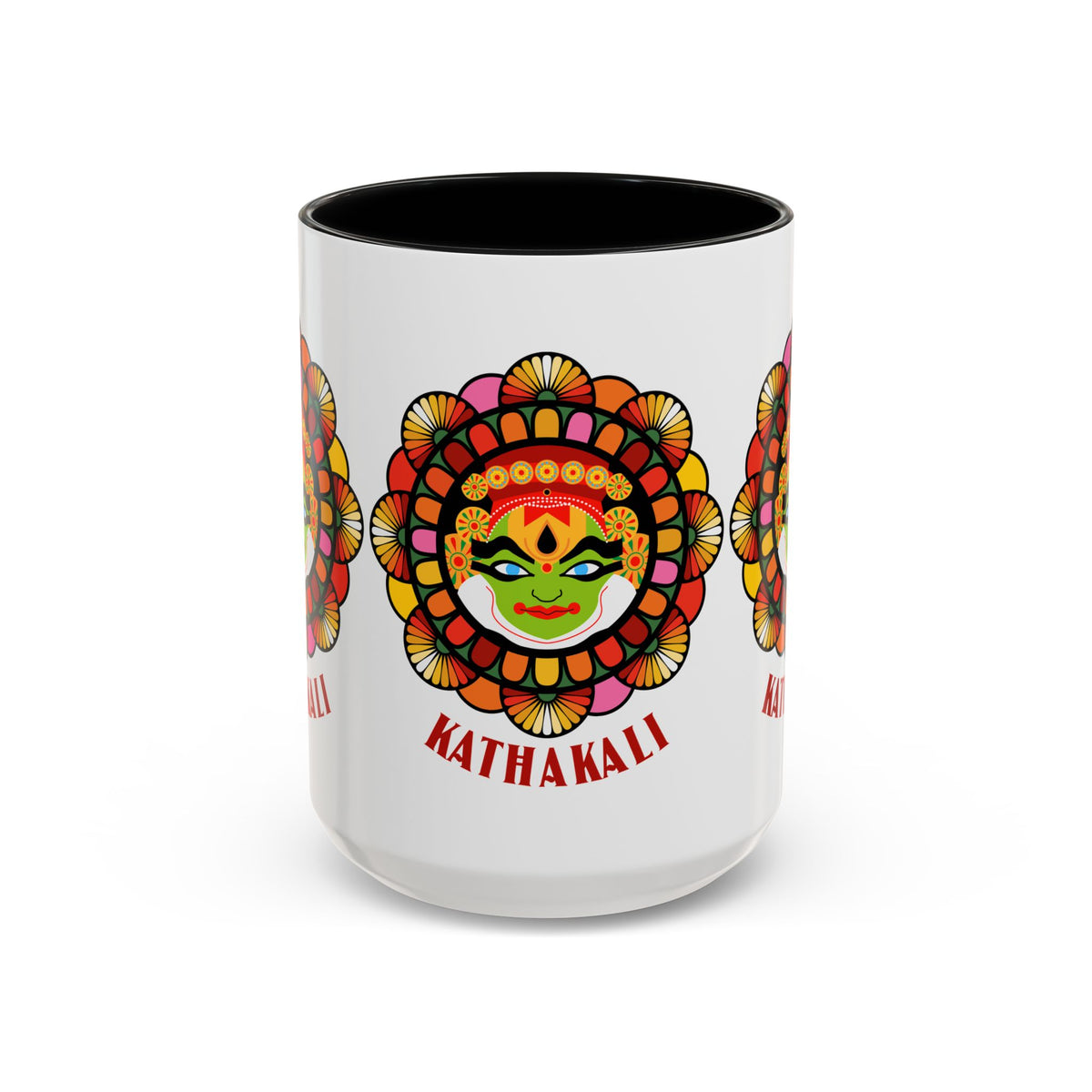 Kathakali Accent Coffee Mug 11oz 15oz Kerala India Classical Dance Art Face Ceramic Cup Cultural Heritage South Indian Folk Design Traditional Festival Gift