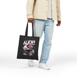 Aliens Exist Cotton Canvas Tote Bag UFO Extraterrestrial Glitch Art Eco Friendly Shopping Bag