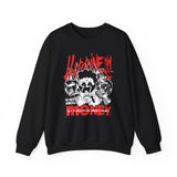 Happiness Is Not About Money Graphic Unisex Heavy Blend Crewneck Sweatshirt Bold Motivational Streetwear Pullover